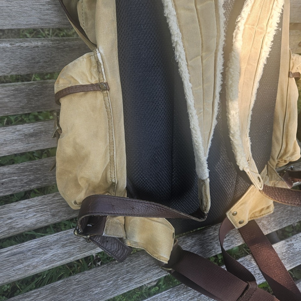 Vintage L.L. Bean Continental Rucksack Backpack Waxed Canvas Leather - Picture 9 of 16